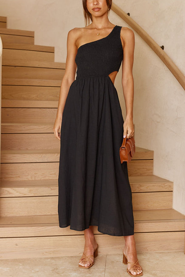 One Shoulder Sexy Black Dress