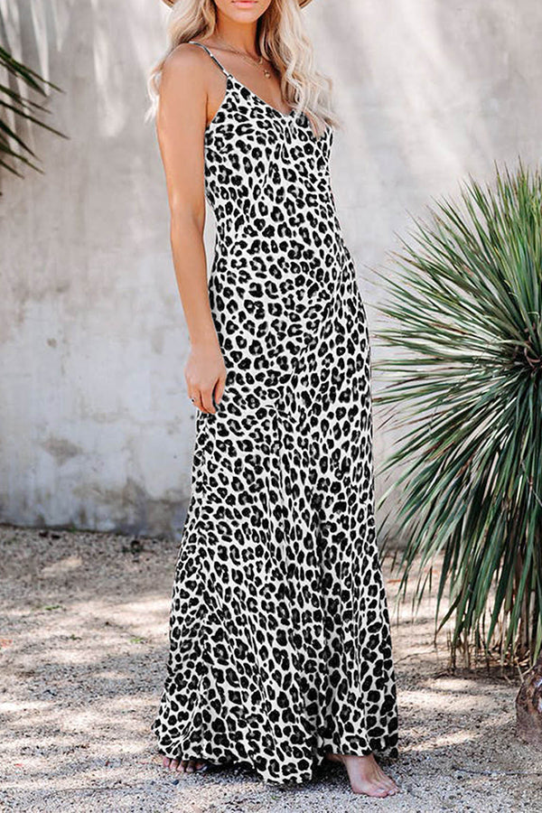 V Neck Leopard Cami Dress
