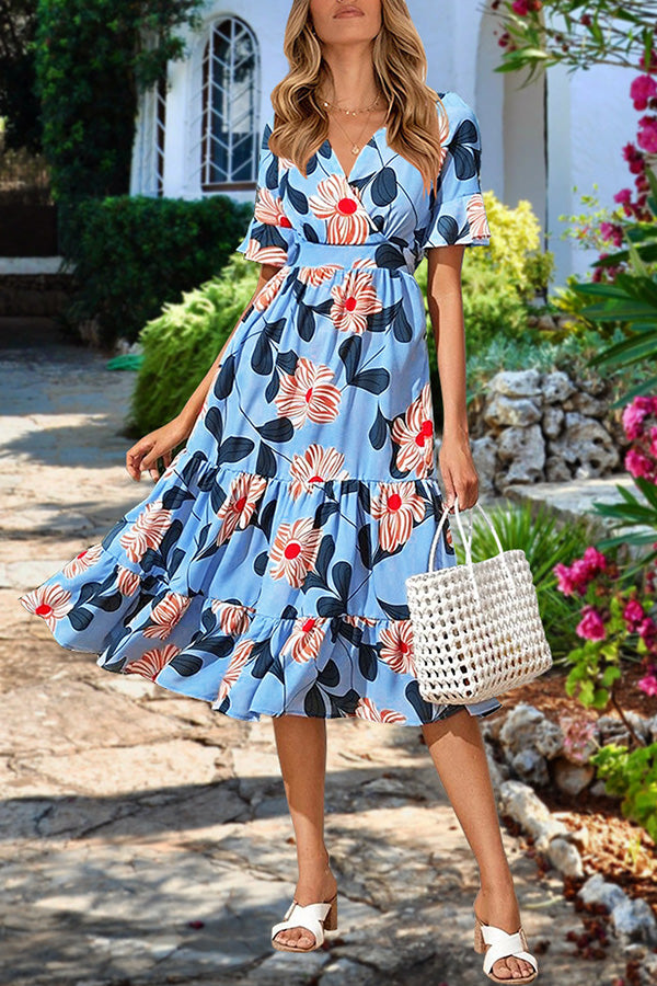 Short sleeve sexy print skirt