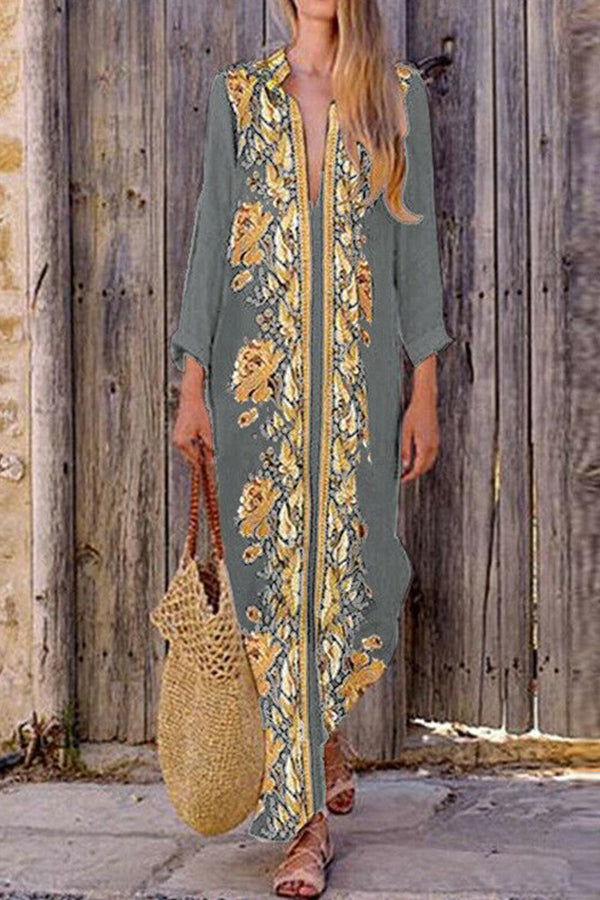 Casual V-neck Floral Print Dress
