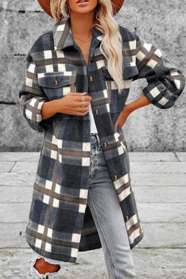 Long Brinkley Plaid Pocketed Jacket