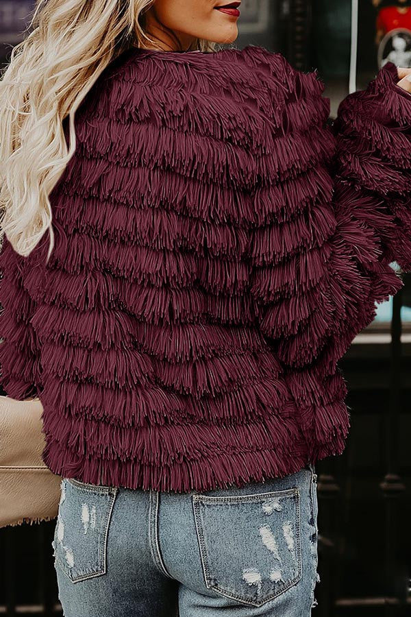 All-match Playful Fringed Fur Coat