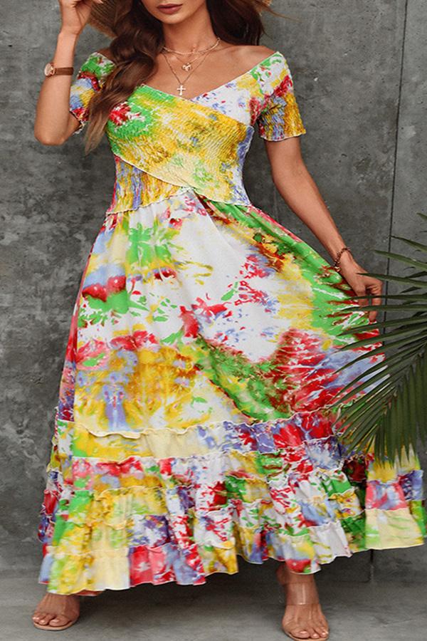 Elegant tie-dye print dress