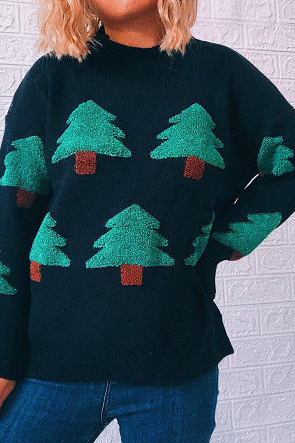 Christmas Round Neck Long Sleeve Christmas Tree Sweater
