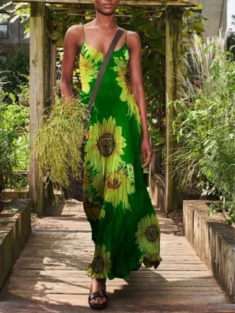 O-Neck Shift Casual Cotton Maxi Dress