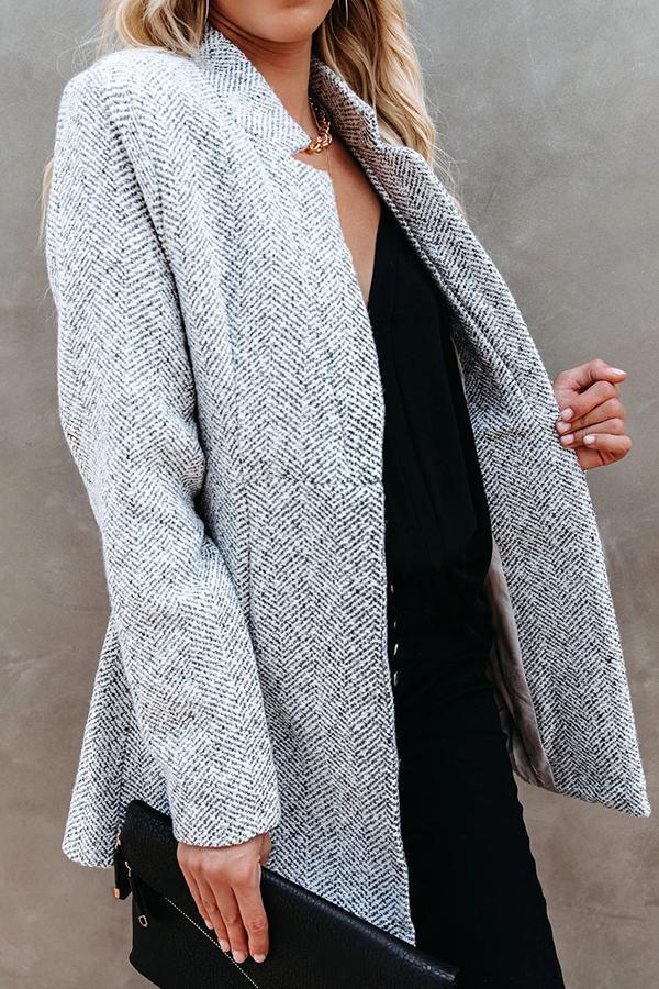 Long Sleeve Zig Zag Funnel Neck Coat