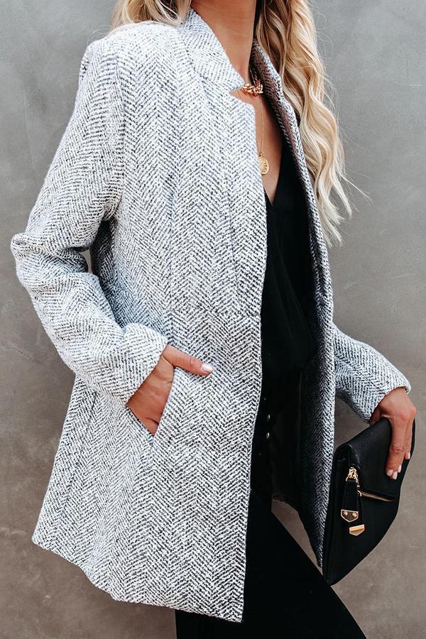 Long Sleeve Zig Zag Funnel Neck Coat