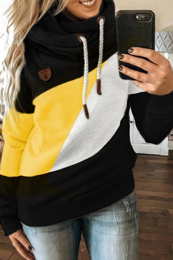 Color Block Patchwork Hooded Sweatshirt