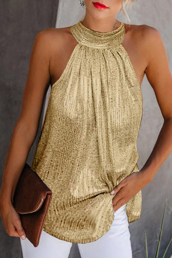 Shiny Halter Neck Camisole (3 Colors)
