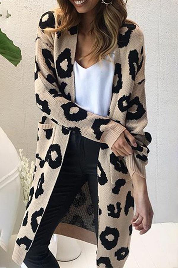 Trendy Leopard Sweater With Pockets Cardigan (4 Colors)