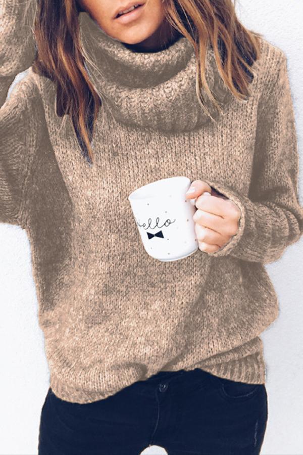 Solid Color Pile Collar Sweater