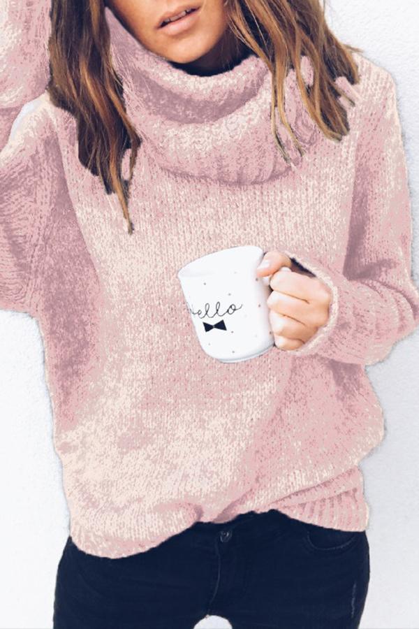 Solid Color Pile Collar Sweater