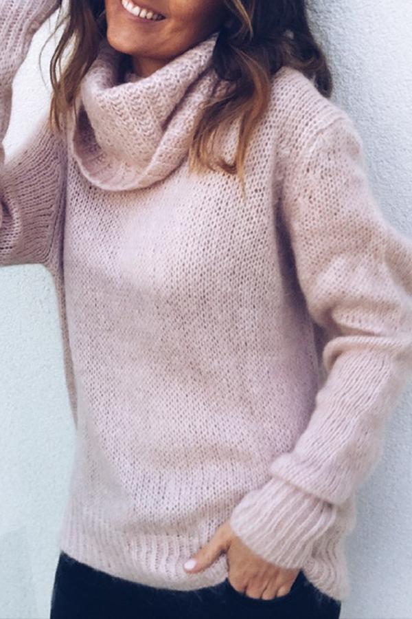 Solid Color Pile Collar Sweater