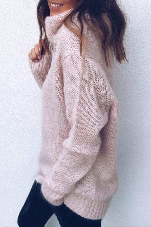 Solid Color Pile Collar Sweater