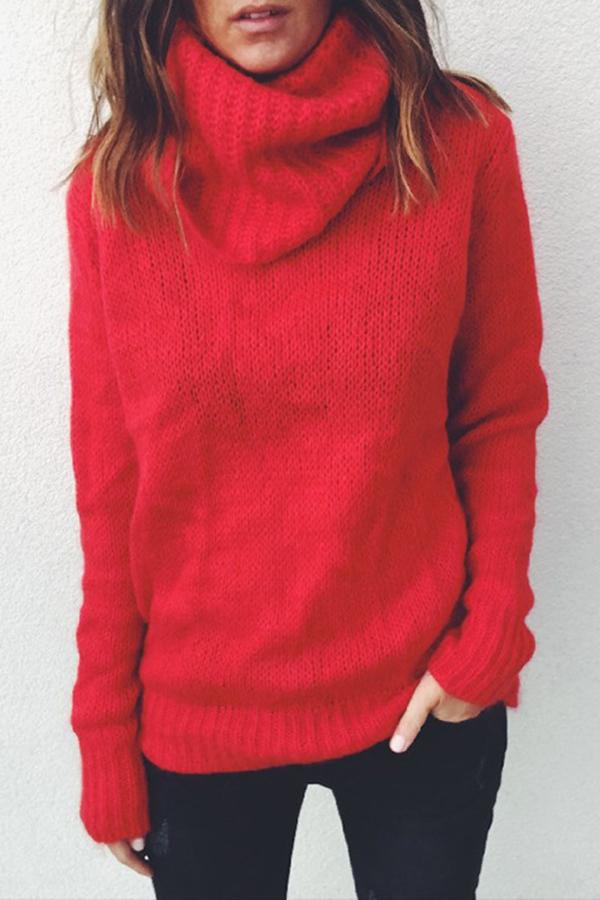 Solid Color Pile Collar Sweater