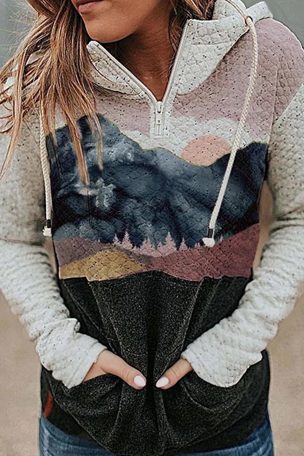 Morden Mandarin Collar Hooded Sweatshirt