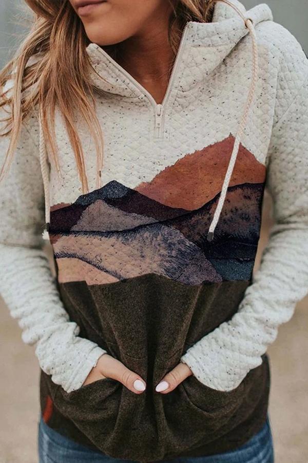 Morden Mandarin Collar Hooded Sweatshirt