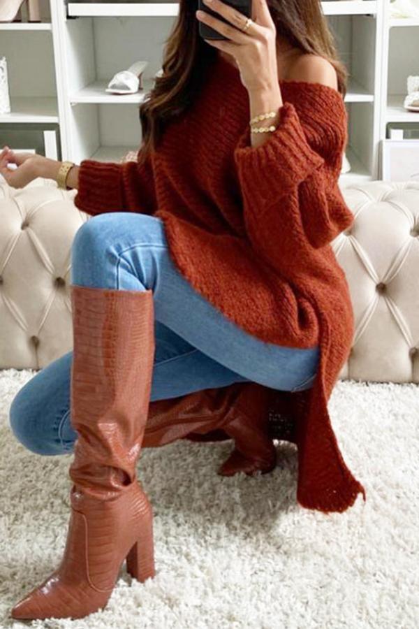Batwing Sleeve Off Shoulder Irregular Sweater