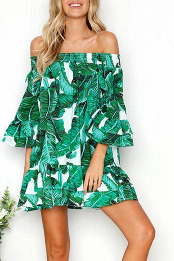 Off The Shoulder Ruffled Beach Mini Dress (2 Colors)