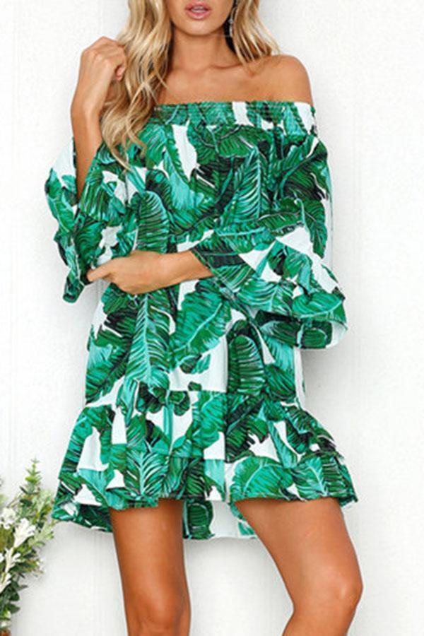 Off The Shoulder Ruffled Beach Mini Dress (2 Colors)