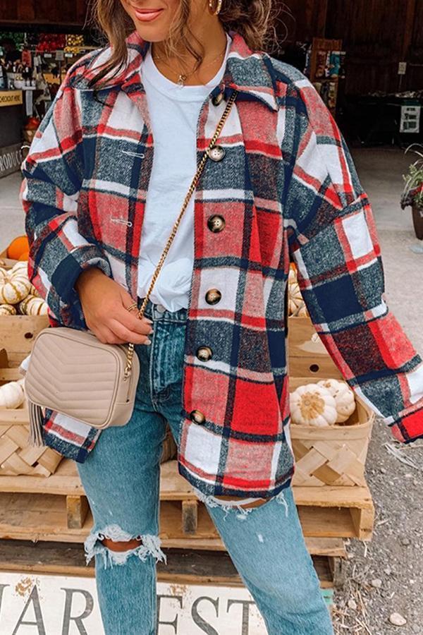 Tartan Casual Wear Polyester Coat