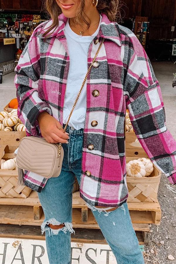 Tartan Casual Wear Polyester Coat