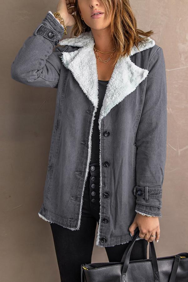 Lapel Collar Button Fleece Jacket