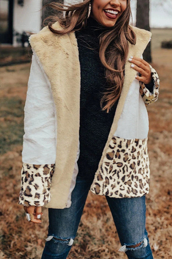 Long Sleeves Color Block Leopard Cardigans