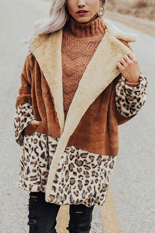Long Sleeves Color Block Leopard Cardigans