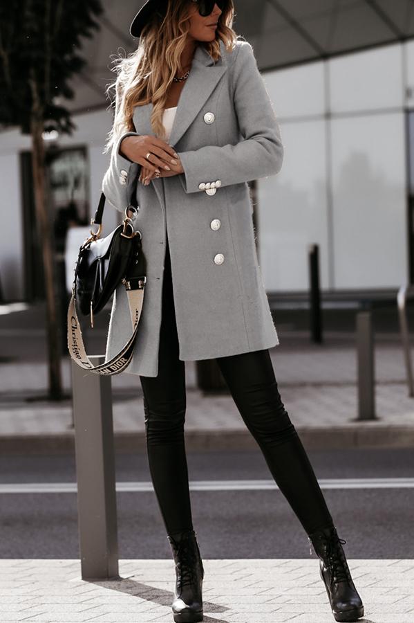Solid Color Button Down Coat