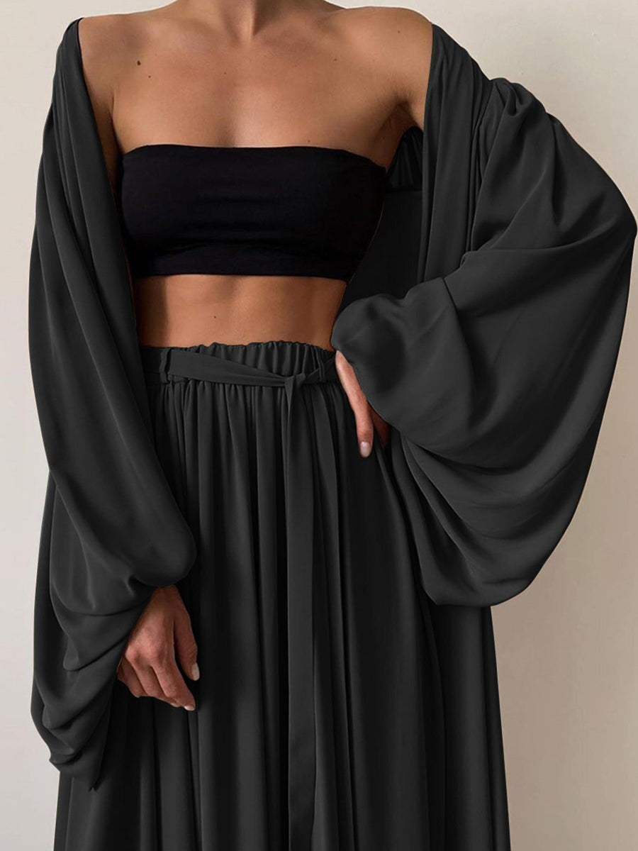 Elegant And Sexy Solid Color Three Piece Set