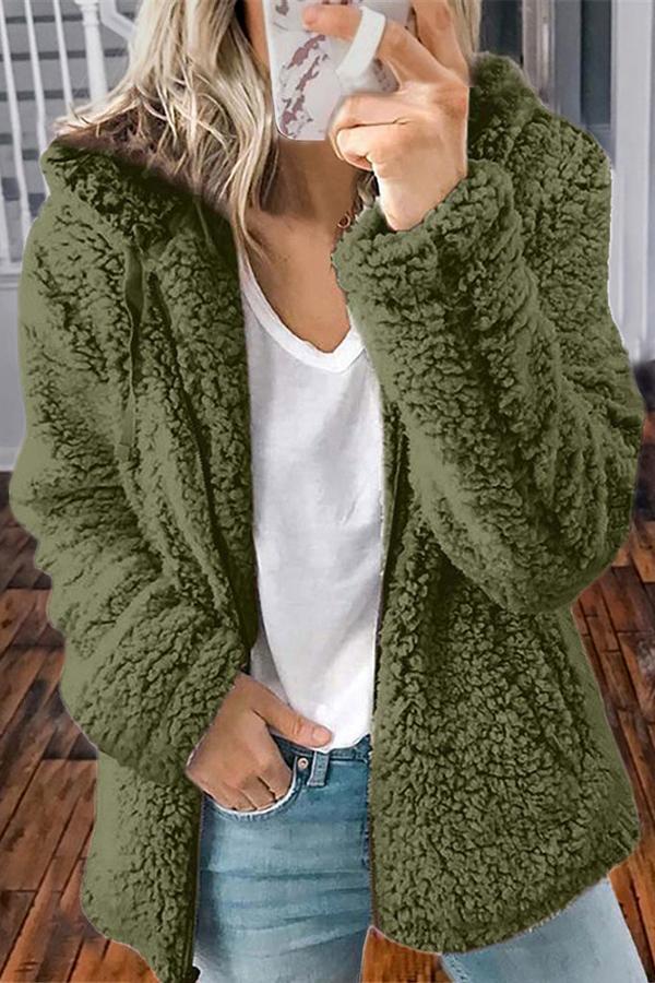 Fluffy Solid Color Baggy Coat