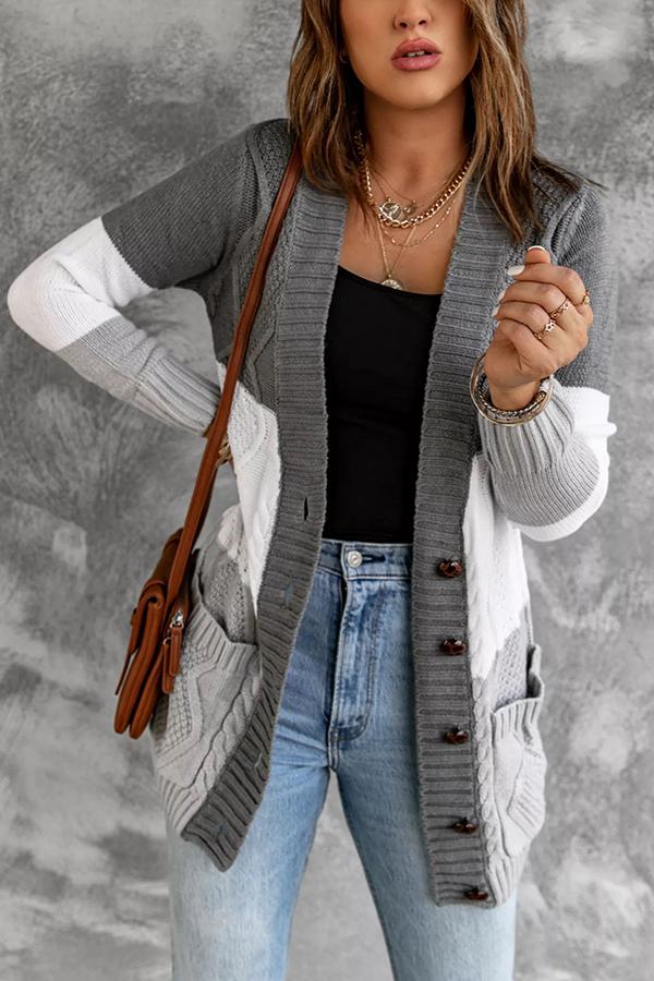 Pocket and Buttons Closure Cardigan