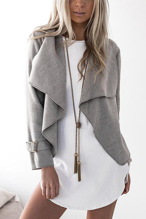 Irregular Solid Color Wool Jacket