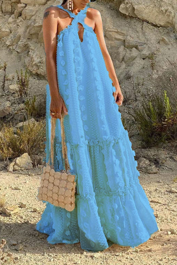 Three-dimensional Flower Mopping Cake Dress