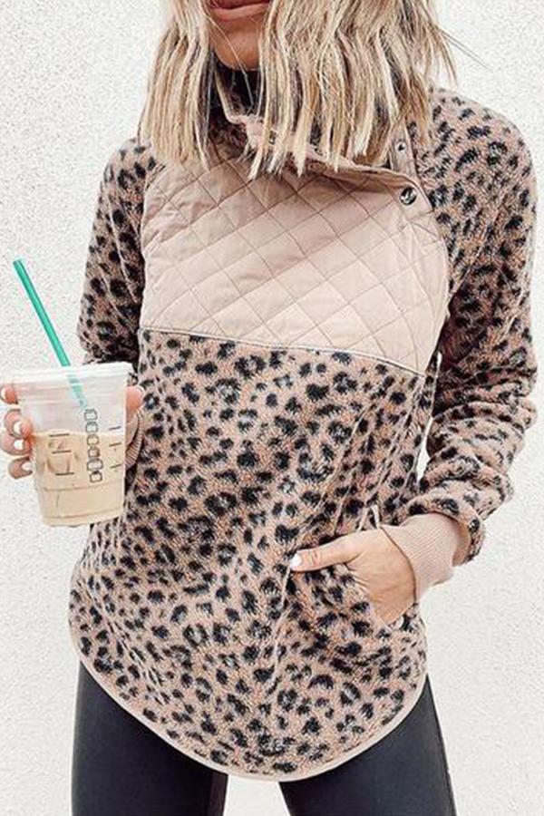 Asymmetrical Snap-Up Fleece Sweatshirt