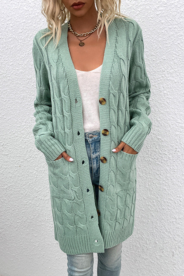Cable Knitted Button Sweaters Cardigans