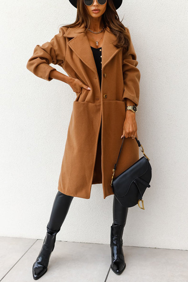 Elegant Coat with Plain Pockets