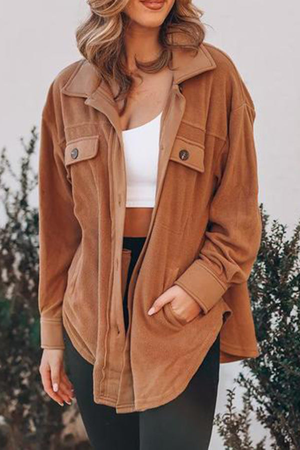 Solid Fleece Wool-Blend Oversize Coat