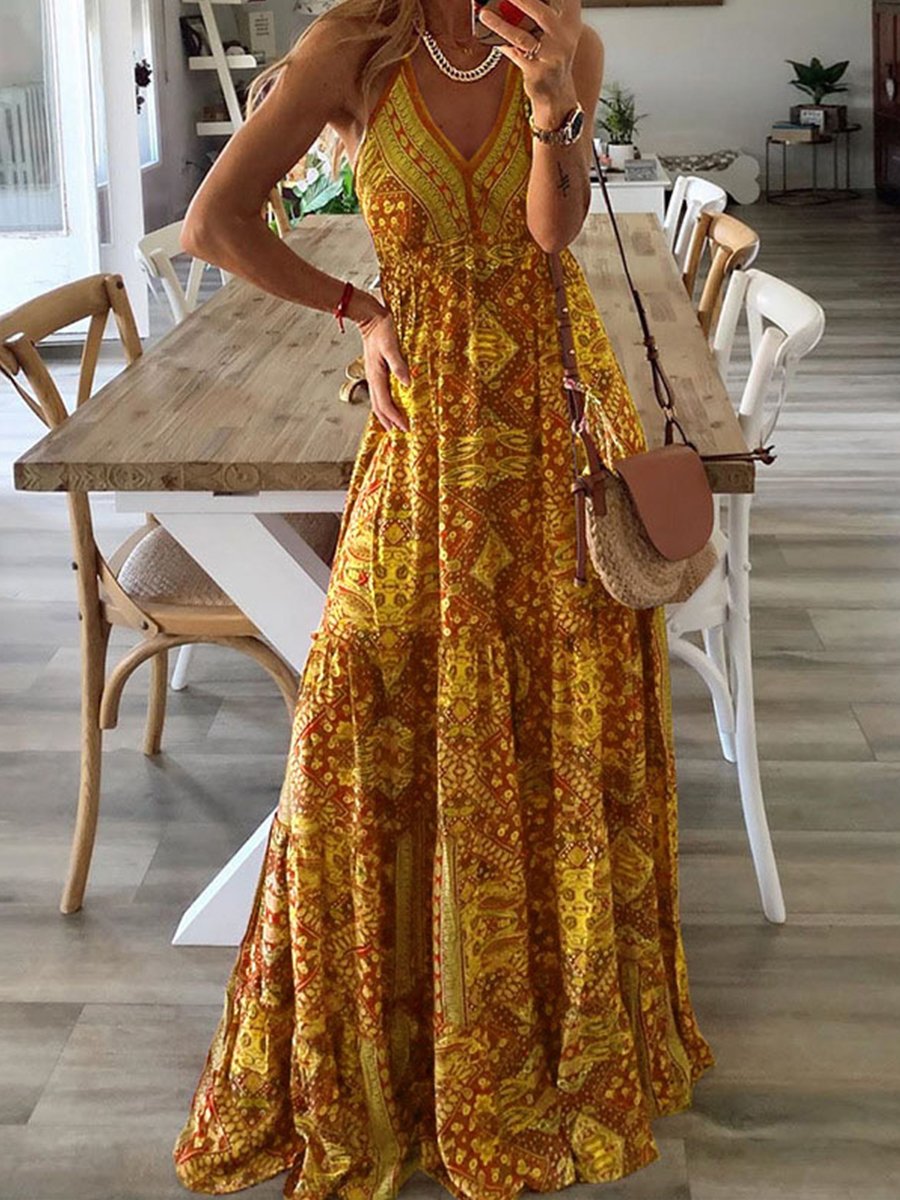 Bohemian holiday print dress