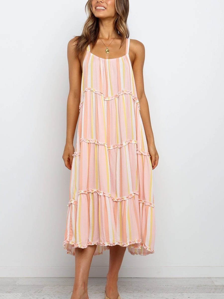 Rainbow Sling Midi Dress