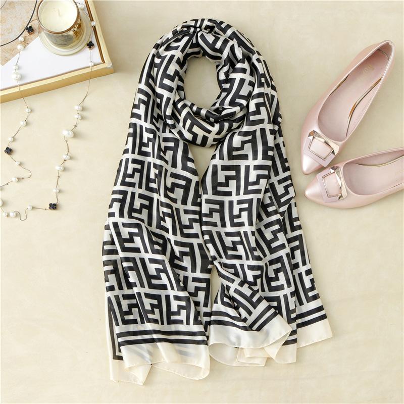 Printed silk scarf letter shawl sun protection beach towel