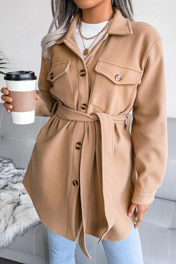 Pocketed Belted Coat