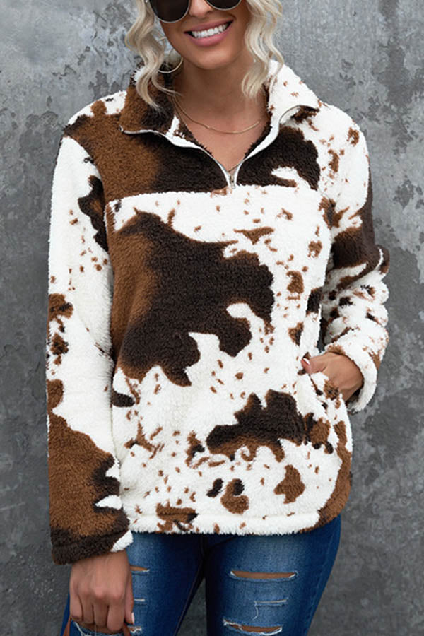 Sherpa Half-Zipper Pullover Sweatshirt