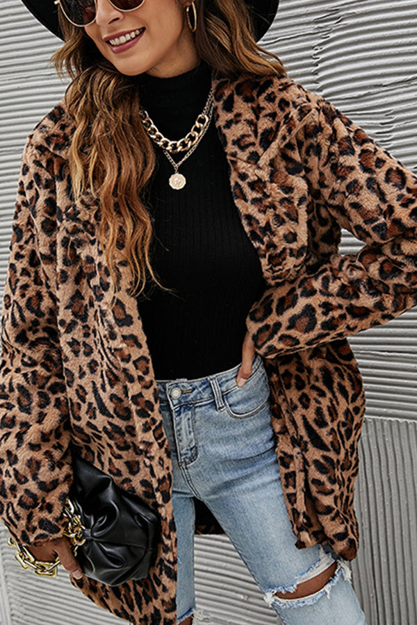 Long Sleeves Leopard Blend Coats