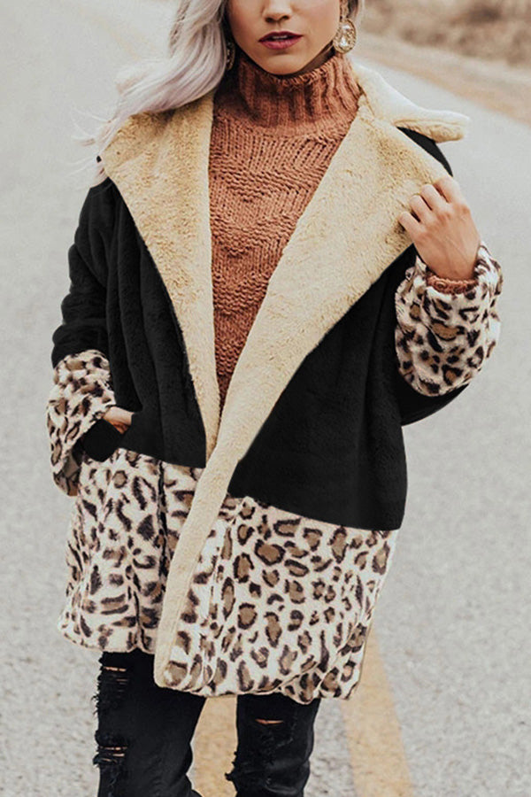 Long Sleeves Color Block Leopard Cardigans