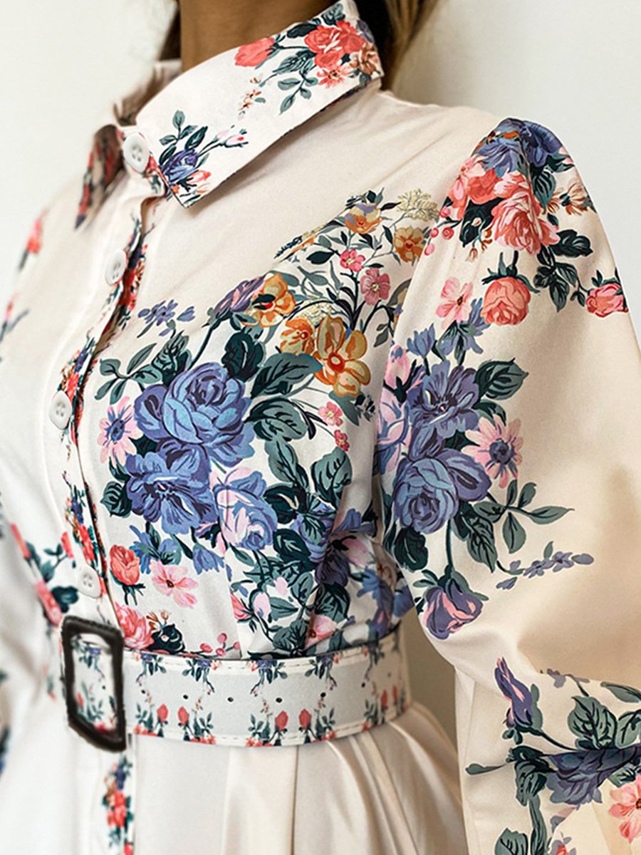 Printed Long Sleeve Dress