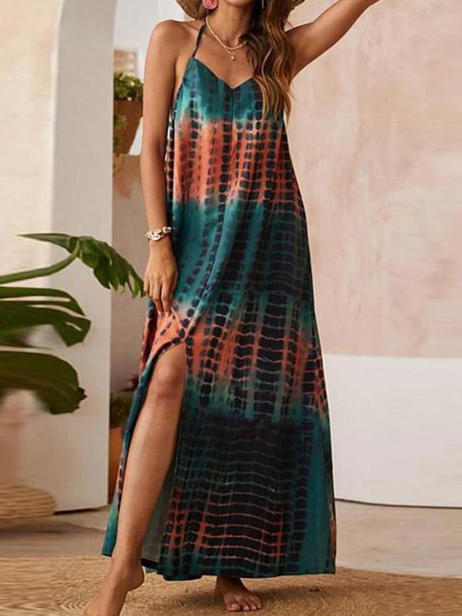 Sexy Print Sleeveless Maxi Dress