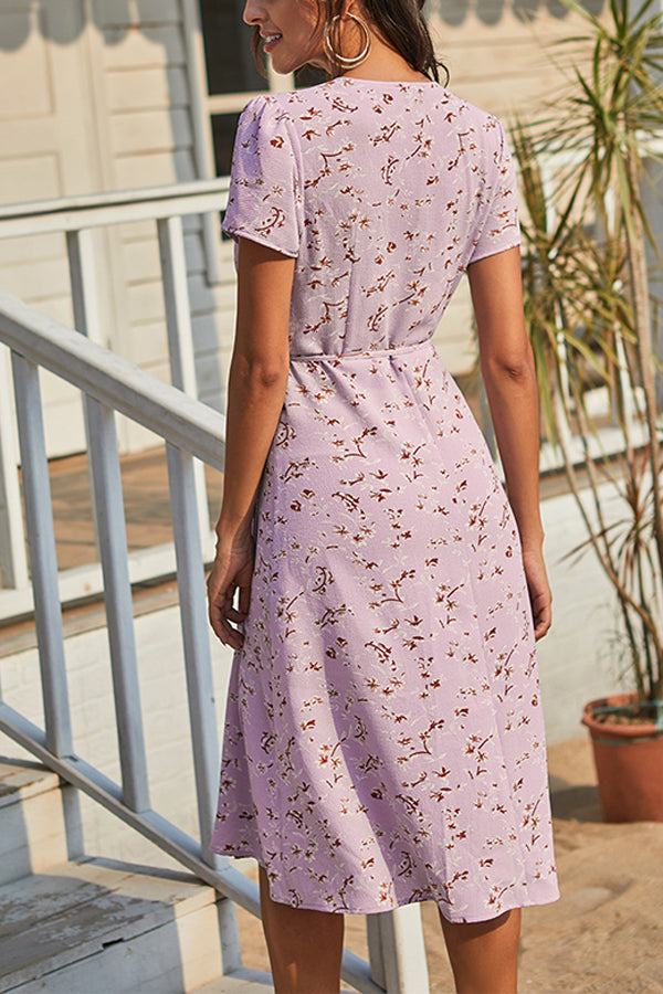 Bandage Slim Chiffon Floral Dress