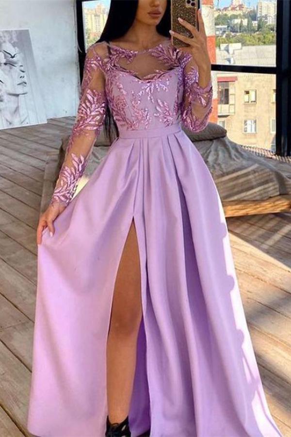 Long-sleeved Hot-stamped Sequined Dress